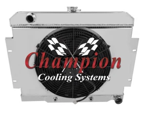 4 Row CR Champion Radiator,16" Fan,Shroud-1970-1985 Jeep CJ Series Chevy Config - Bild 1 von 6
