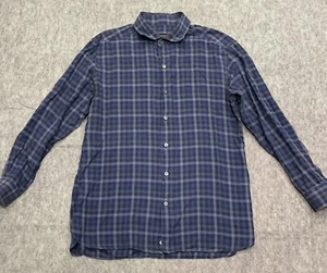 Ermenegildo Zegna Shirt Men's Button Up Plaid Spread Collar Check Soft - Size XL - Picture 1 of 14