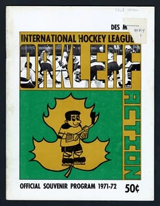 1971-72 Des Moines Oak Leafs Flint Generals Program International Hockey League - Picture 1 of 2