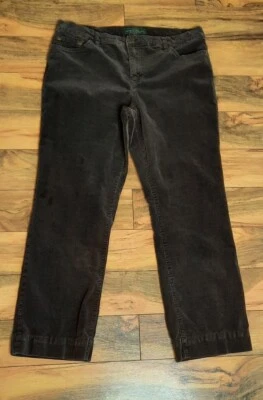 Pantalones clásicos de pana de pierna recta LRL Ralph Lauren para mujer talla 14 marrón  Foto 1 de 4
