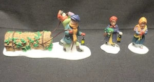 Dept 56 Heritage Village "Bringing Home The Yule Log" Set Of 3 Accessories  - Picture 1 of 9