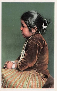Navaho Girl by Fred Harvey Albuquerque New Mexico NM Vtg Phostint Postcard - Picture 1 of 2