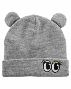 NWT - Carter's Girls Gray Knit Beanie Winter Hat with 3D Ears - Picture 1 of 1