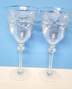 2 Royal Doulton Wellesley Gold Crystal Water Glasses Goblets Gold Trim 8 1/4" - Picture 1 of 15