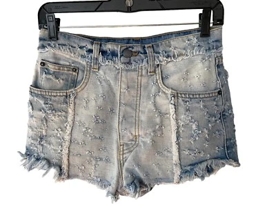 Jean corto Tilton de tiro alto ajustado Carmar Titania para mujer talla 25 azul micro cortes Foto 1 de 4