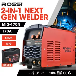 ROSSI 170Amp MIG ARC Stick Welder Inverter MMA Welding Wire Gasless Gas 15A Plug - Picture 1 of 12