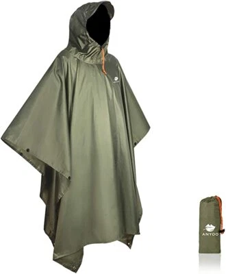 Poncho de chuva impermeável masculino feminino jaqueta casaco verde exército para caminhadas frete grátis - Imagem 1 de 4