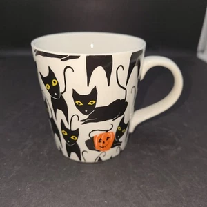 Crate And Barrel Black Cat and Jack-O-Lantern Pumpkin Mug 13oz - Picture 1 of 5