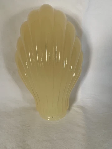 Antique Vintage Art Deco Vaseline Glass Clan Shell Wall Scone Shade. Stunning! Cover
