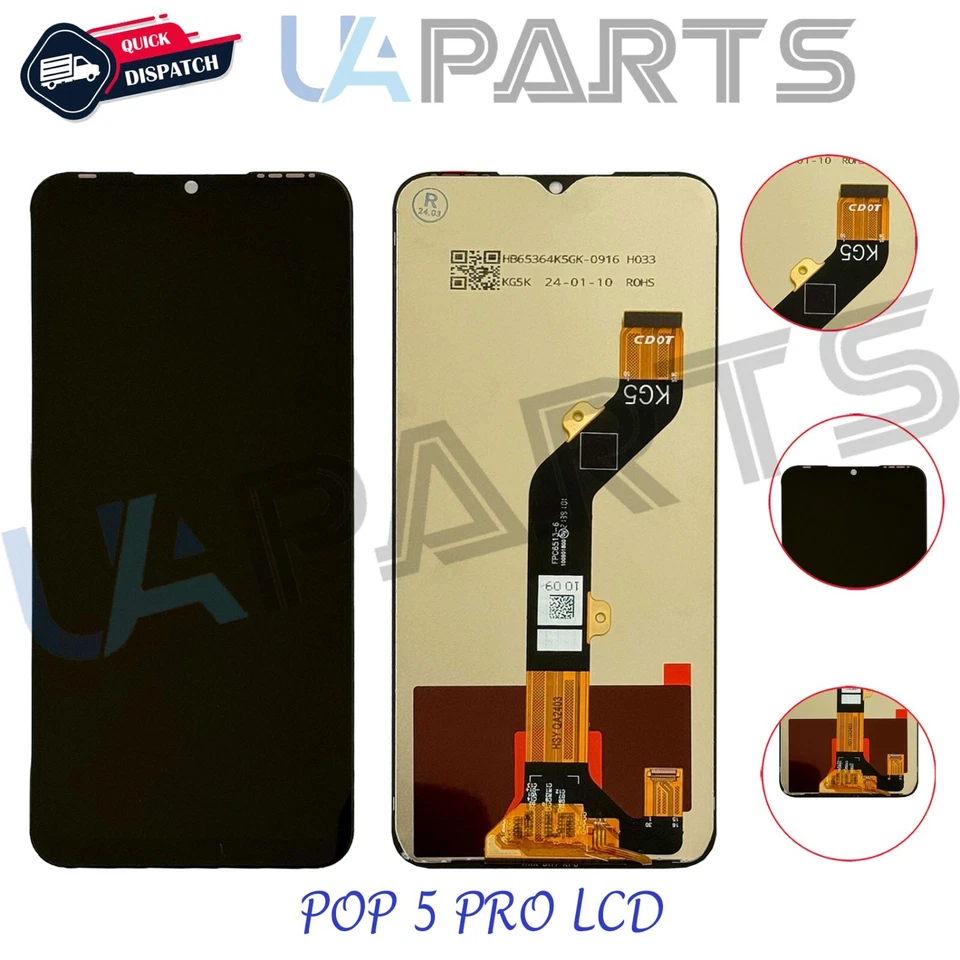UA PARTS Für Tecno Pop 5 Pro BD4j BD4h LCD Display Touchscreen Digitizer Baugruppe