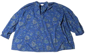 J. JILL Blue Floral Pullover Tunic Blouse - Women Plus 2X EUC - Picture 1 of 17