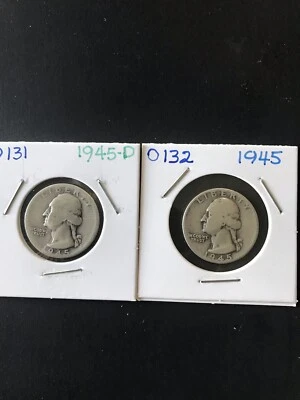 1945 And A 1945-D Washington Quarters, Silver Investment - Image 1 of 4