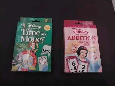 Juego de 2 tarjetas de aprendizaje Disney tiempo y dinero + adición de princesa Disney - niñas/niños Foto 1 de 4