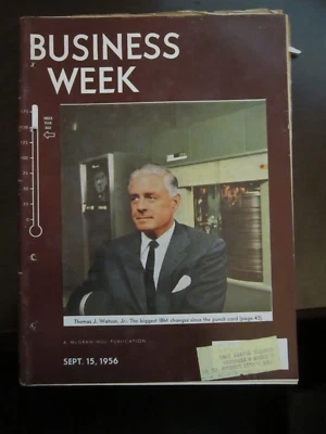 Business Week Magazine Sept 1956 Thomas Watson IBM Challenge Punch Card 61 62 - Image 1 of 2