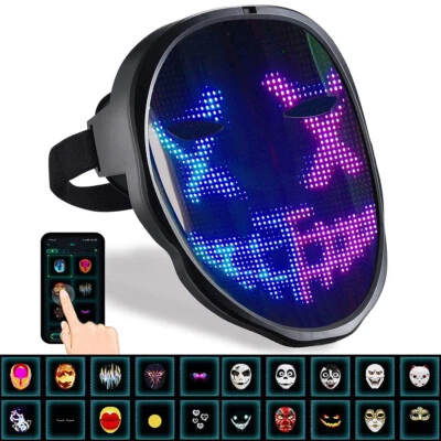 LED Mask Halloween Light Up Mask Kid Men Women Dj Masks Costume Party Cosplay DE - Bild 1 von 4