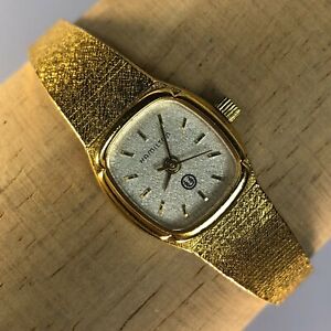 Vintage Hamilton 8644 Petite Womens Gold Tone Dress Analog Quartz Watch 