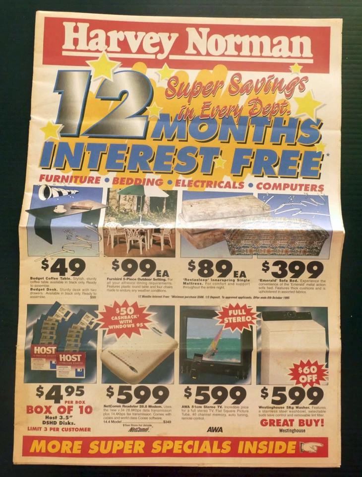 HARVEY NORMAN Catalogue 1995 vintage ad computer CD radio VCR Camcorder Stereo - image 1 of 4
