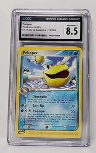 Lector electrónico Pelipper 19/109 EX rubí y zafiro 2003 tarjeta de Pokémon graduada CGC 8,5 - Imagen 1 de 5