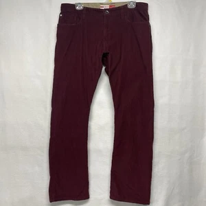 Izod Corduroy Pants Mens 33 x 30 Burgundy Straight Leg Flat Front Chinos Jeans - Picture 1 of 11