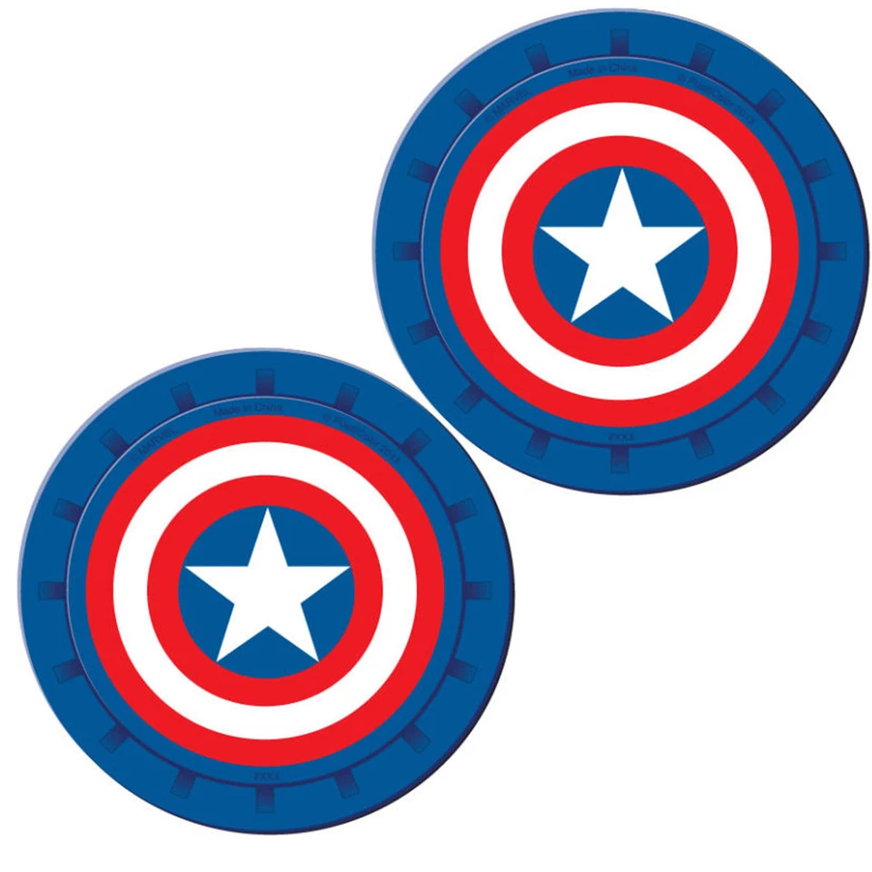 Marvel Capitán América Escudo Auto Portavasos Posavasos 2 PC Set Artículo Foto 1 de 1