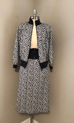 VTG 80s Dressy Tessy 2Pc Animal Print Knit Zip Jacket  & Hi-Waist Skirt  XS/S - Изображение 1 из 4