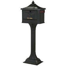 Large Pedestal Locking Mailbox Post Mount Combo Heavy-duty Cast Aluminum Black