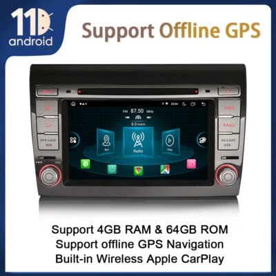 7" 8-Core Android 14 Autoradio Sat Nav for Fiat Bravo DAB+ CarPlay Wifi 64GB GPS - Immagine 1 di 4