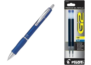 Pilot G2 Limited Metal Gel Pen .7mm Blue Barrel 2-Blue Ink Refills Office School - Picture 1 of 1