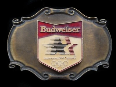 RL07119 VINTAGE 1980 **OLÍMPICOS BUDWEISER LOS ANGELES 1984** HEBILLA DE CINTURÓN DEPORTIVO Foto 1 de 2