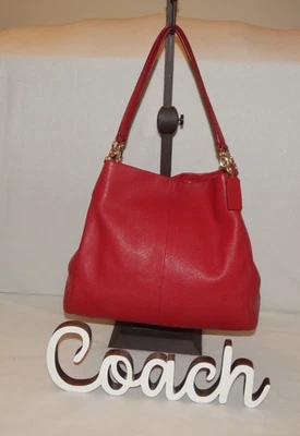 Rare Coach Handbag Purse F35723 Phoebe Lipstick Red Pebbled Leather Tote Bag GUC - Image 1 of 4