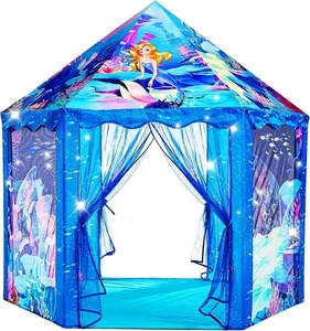 Tenda da Gioco Principessa Sirena per Bambini - Grande Casetta da Gioco per Bambine 3-12 Anni, in... - Foto 1 di 6
