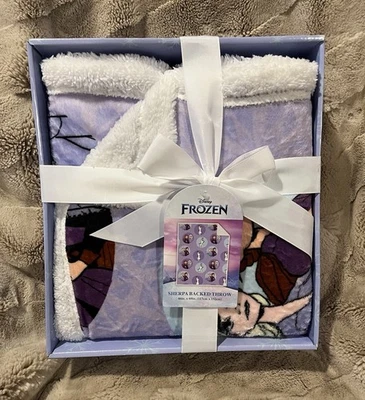 Disney Frozen Sherpa Back Kids Throw Blanket Plush Soft 46 X 60 Inches - Image 1 of 4