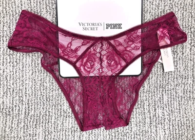 Victoria's Secret Very Sexy NWT Large Magenta Rose Lace Crotchles Cheeky Panty - Image 1 of 4