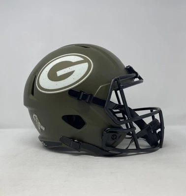 Casco réplica velocidad tamaño completo alternativo saludo al servicio de los Green Bay Packers NFL Foto 1 de 4