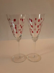2er Set rot und rosa gepunktet Weingläser 9,5" hoch - Bild 1 von 7