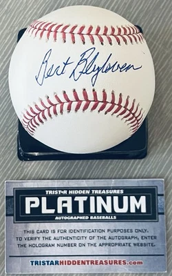 BERT BLYLEVEN TRISTAR AUTHENTICATED W/CERT ON LINE SIGNED MLB BASEBALL L E 7/24 - Image 1 of 4