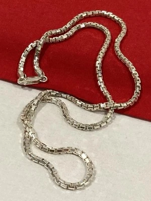 "Collar de cadena de caja rectangular de plata de ley 925 MILOR ITALY 20"" de longitud 19,88 g" Foto 1 de 4