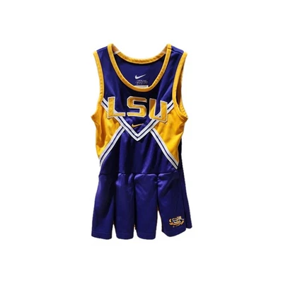 Nike Dri-Fit LSU Tiger niña niña púrpura/dorado uniforme de porristas talla 5 Foto 1 de 3