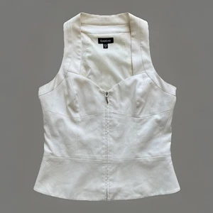 VTG Y2K BEBE Pristine Ivory Zip Up Lined Bustier Corset Women’s Sz M Sweetheart - Picture 1 of 9
