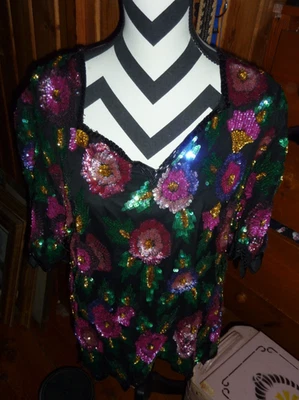 BLUSA DE LENTEJUELAS COLORIDAS VINTAGE LAURENCE KAZAR Foto 1 de 4