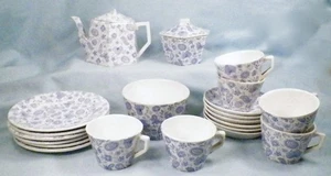 Chintz Toy Tea Set Blue Transferware Ridgways Childs Antique 1882 21 Piece - Picture 1 of 12