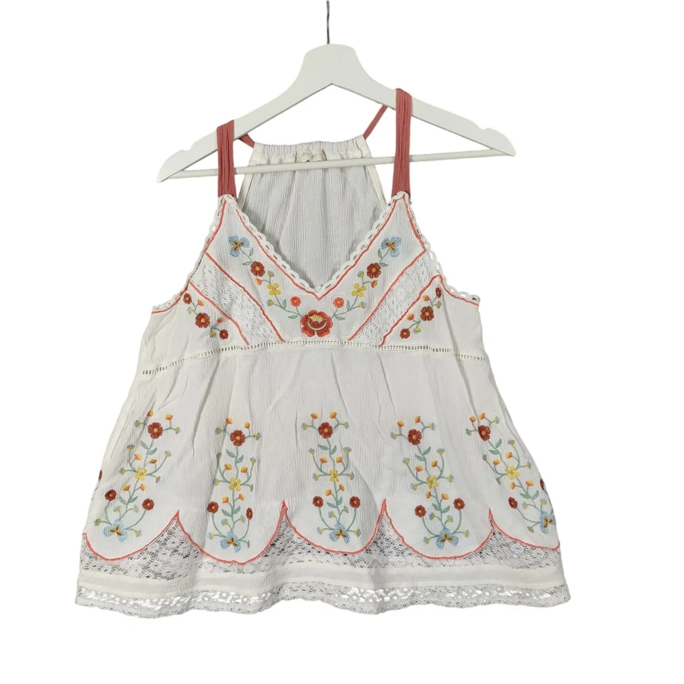 Camiseta sin mangas Altard State Boho floral bordada con ribete de encaje halter para mujer grande Foto 1 de 4