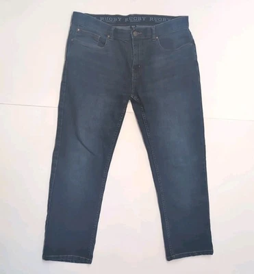 Pantalones de mezclilla Rugby University para hombre talla 36 x 32 (26) elásticos azules pierna recta Foto 1 de 4