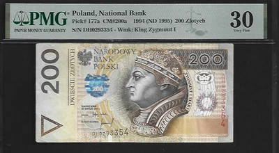 Polonia 200 Zlotych 1994 PMG 30 P#177a Serie DH Rey Segismundo I Foto 1 de 4