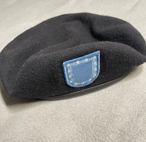 DSCP Sombrero Boina Ajustado Para Hombres 7 3/8 Negro Lana Bancroft Gorra Parche Militar - Imagen 1 de 8
