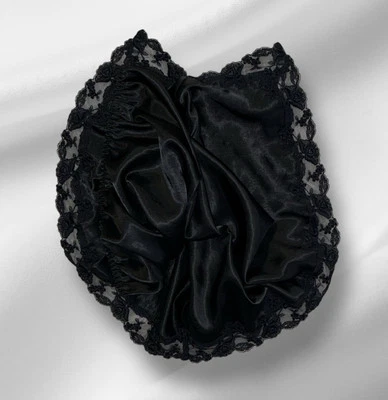 VICTORIA’S SECRET Negro Brillante Resbaladizo Satén Encaje Ribete Nylon Medio Deslizamiento Para Mujer M Foto 1 de 4