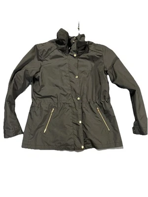 Gabardina Cole Haan Cremallera Completa Chaqueta de Lluvia para Mujer Grande Negra Con Capucha Embalable Foto 1 de 3