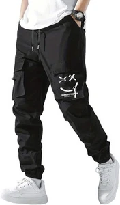 Pantaloni cargo uomo stampa grafica coulisse vita streetwear jogger taglia M - Foto 1 di 10