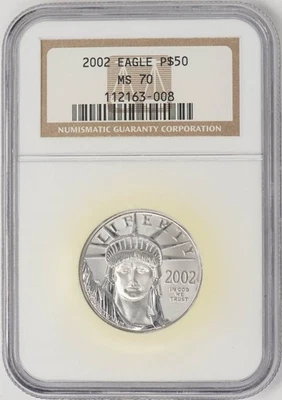 2002 $50 Statue Of Liberty Platinum American Eagle MS70 NGC 948373-13 - Image 1 of 4