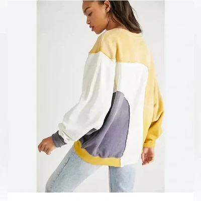 Free People Shady Pullover Sweatshirt Womens Colorblock Boho Festival Indie XS - Image 1 of 4